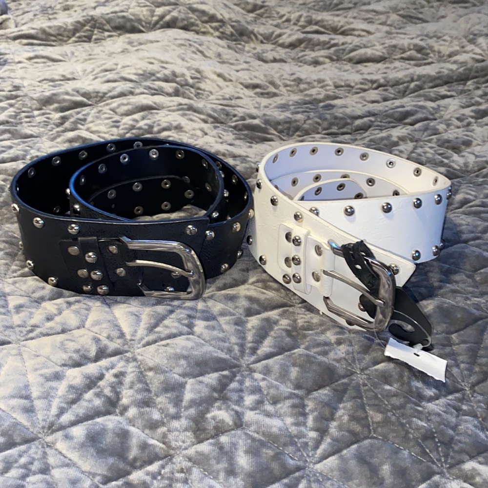 Rue 21 Black White Black Bundle Stud Waist Belts - Picture 2 of 10
